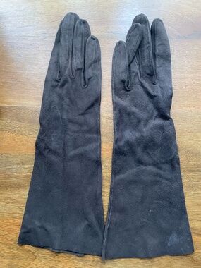 Vintage Women's Size Small Brown Suede Leather Gloves